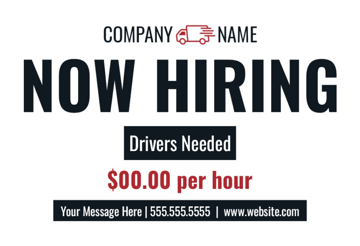 Picture of 12" x 18" - Car Magnet - Now Hiring - 09